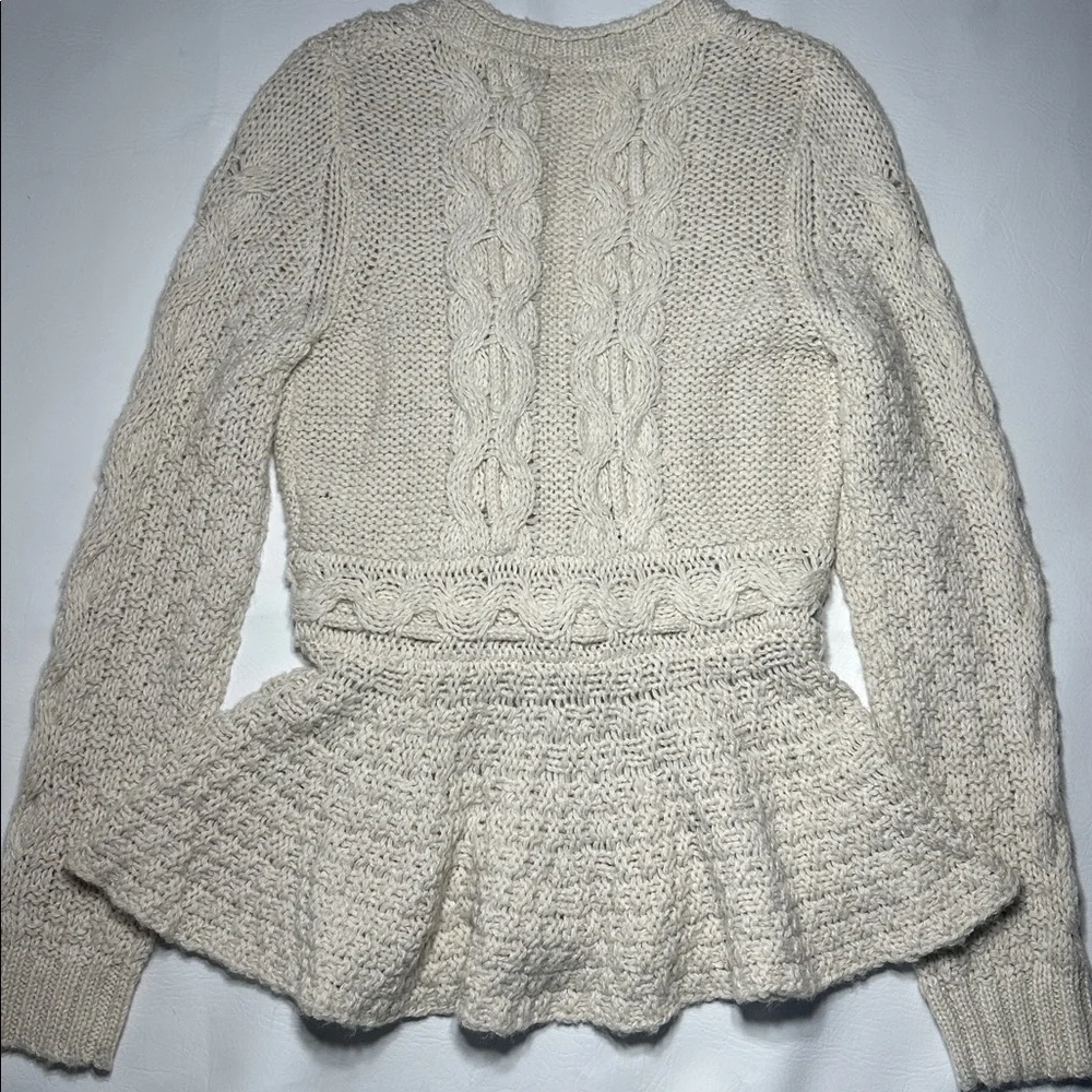Anthropologie Sparrow Stitchy Peplum button cardigan tie waist wool blend M - Picture 8 of 11